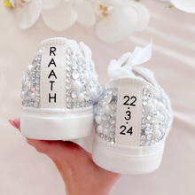 Load image into Gallery viewer, custom text bling bedazzled sneakers
