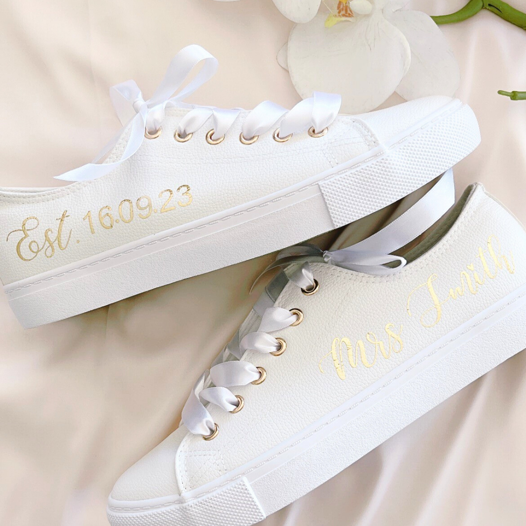 White 2025 wedding trainers