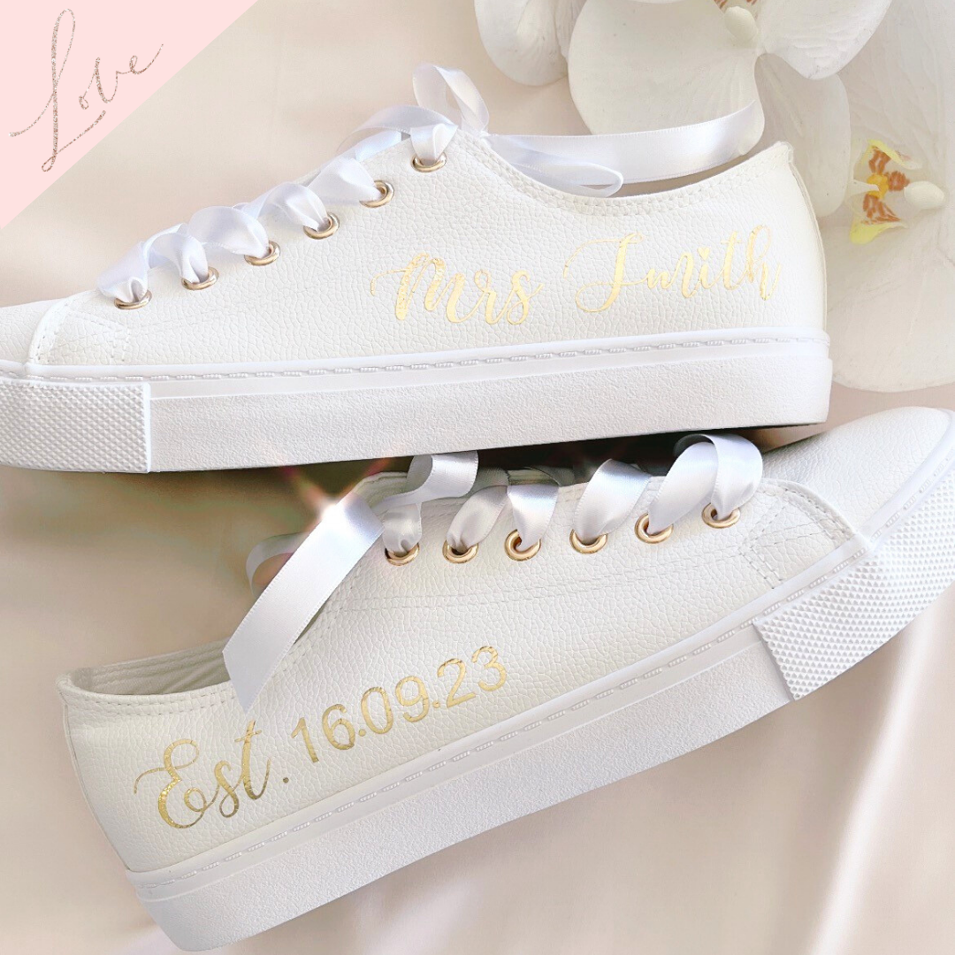Custom Text Sneaker Shoes Champagne Occasions