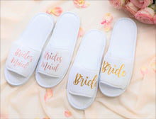 Load image into Gallery viewer, Bridal party Bride Bridesmaid custom personalized slippers