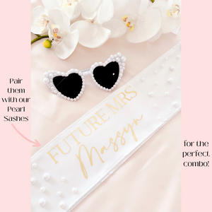 Pearl heart sunglasses bride to be bachelorette