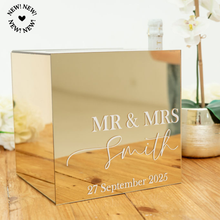 Load image into Gallery viewer, mirror gold acrylic envelope wishing well card wedding gift box