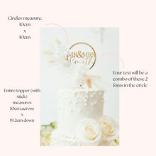 Load image into Gallery viewer, dried floral flowers circle round wedding bridal shower baby shower cake topper