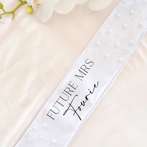 Pearl custom sash bridal birthday  sash