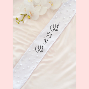 Pearl custom sash bridal birthday  sash