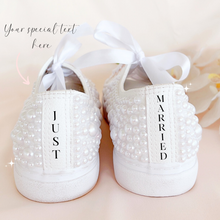 Load image into Gallery viewer, custom pearl wedding sneakers bridal shoes