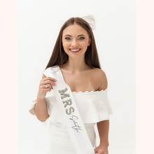 Load image into Gallery viewer, bride to be pearl applique custom satin sash bridal shower hen party sash