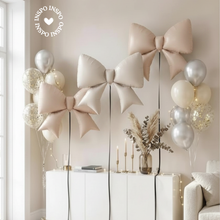 Load image into Gallery viewer, bow and heart nude beige foil balloons