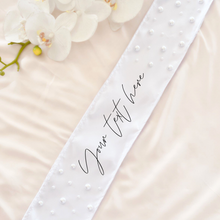 Load image into Gallery viewer, Pearl custom sash bridal birthday  sash