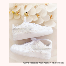 Load image into Gallery viewer, custom wedding bridal sneakers bedazzled nike air force 1