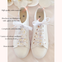 Load image into Gallery viewer, custom personalized satin shoelaces wedding bridal shoelaces