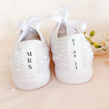 Load image into Gallery viewer, custom pearl wedding sneakers bridal shoes