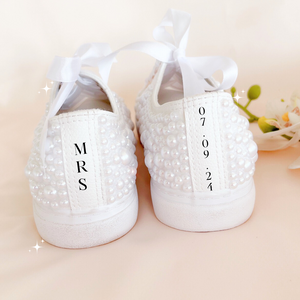 custom pearl wedding sneakers bridal shoes