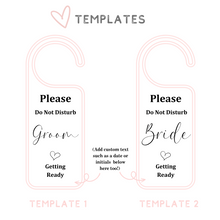 Load image into Gallery viewer, Personalised acrylic wedding bride and groom preparation door hangers