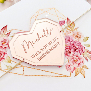 Floral Geometric Heart Personalised Gift Boxes with Engraved Acrylic Heart