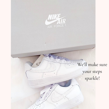 Load image into Gallery viewer, custom wedding bridal sneakers bedazzled nike air force 1