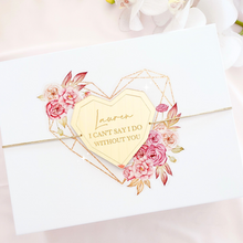 Load image into Gallery viewer, Floral Geometric Heart Personalised Gift Boxes with Engraved Acrylic Heart