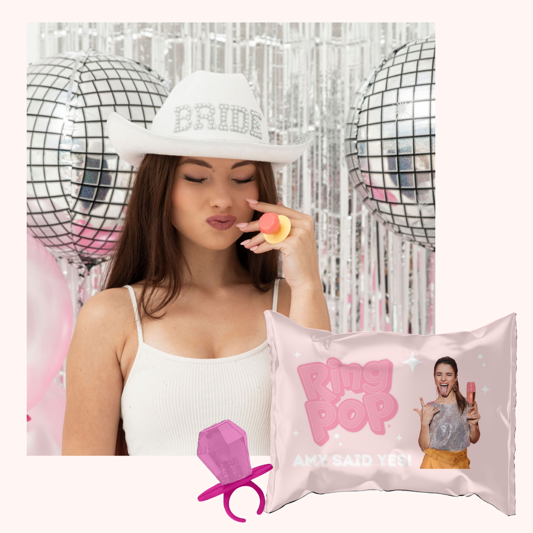 Personalised candy diamond ring pop bachelorette party favor