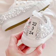 Load image into Gallery viewer, custom text bling bedazzled sneakers