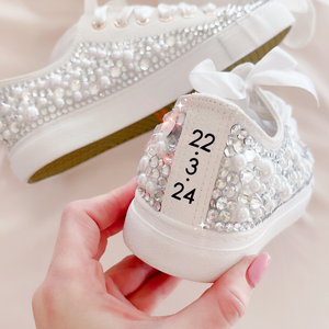 custom text bling bedazzled sneakers