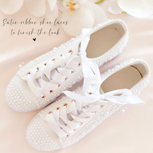 Load image into Gallery viewer, custom pearl wedding sneakers bridal shoes