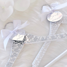 Load image into Gallery viewer, Pearl and crystal bedazzled bling bride matric dance personalized wooden hanger