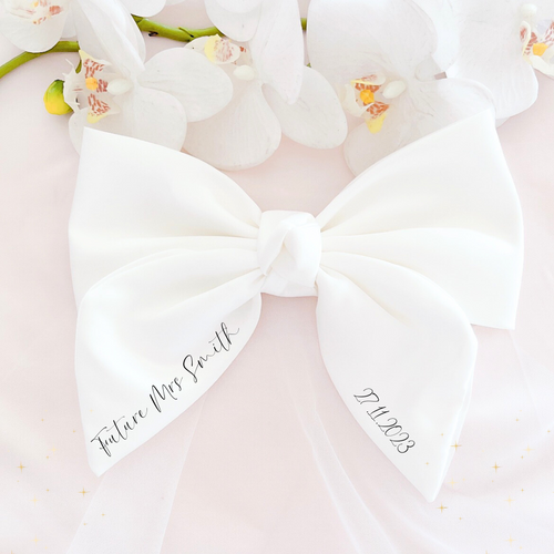 bride to be bachelorette bridal shower custom bow and veil