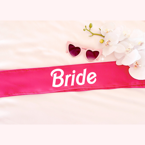 Barbie themed personalised satin sash barbie bride