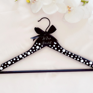 Black pearl custom personalized bridal hanger