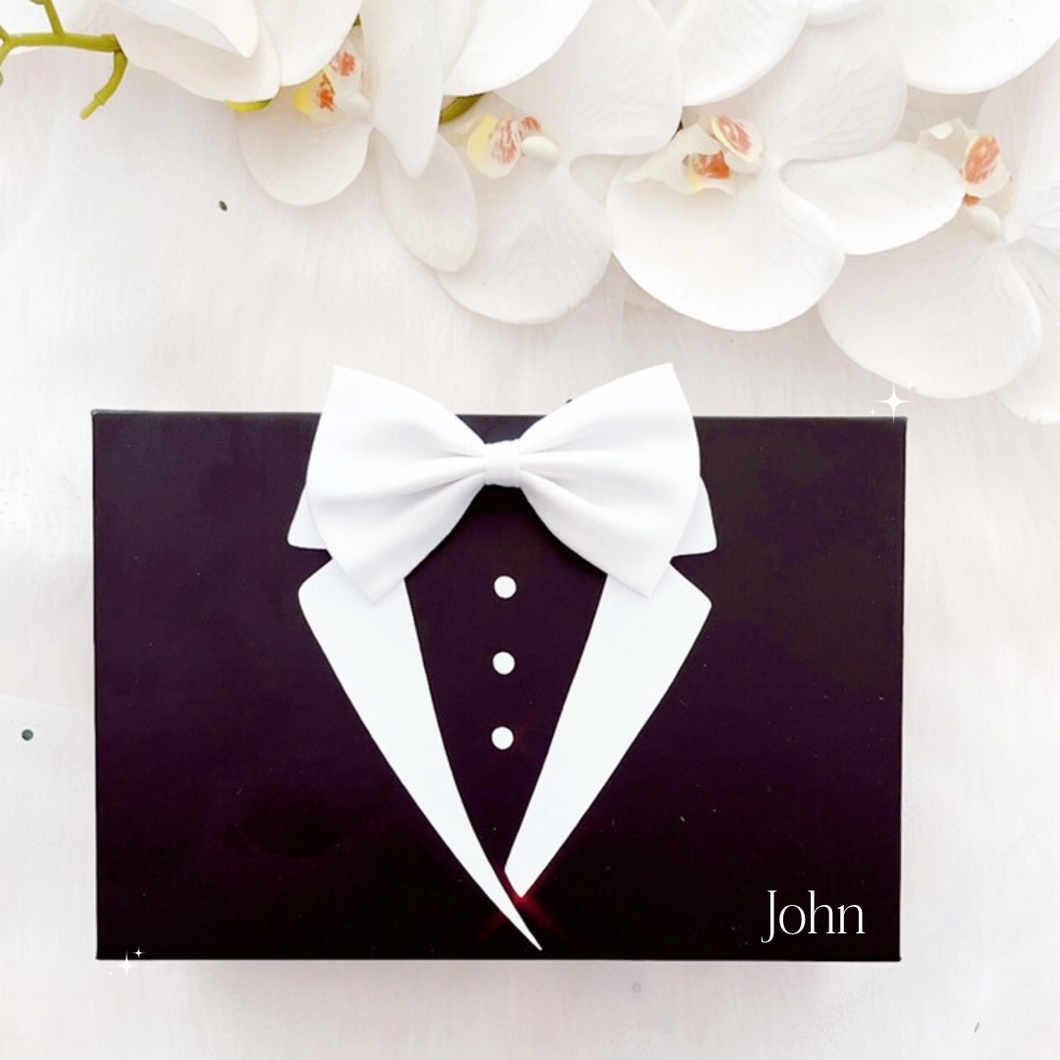 personalised tuxedo gift box for groomsmen best man and groom custom wedding gift box