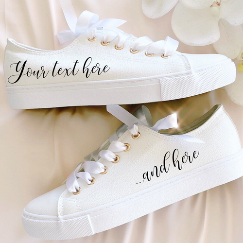 custom text bride wedding shoe sneakers
