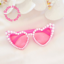 Load image into Gallery viewer, hot pink pearl heart sunglasses