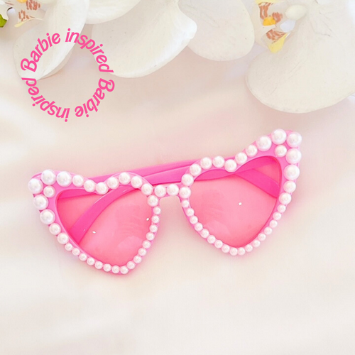 hot pink pearl heart sunglasses