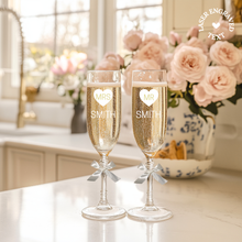 Load image into Gallery viewer, laser engraved wedding glasses bride groom anniversary graduation glasses