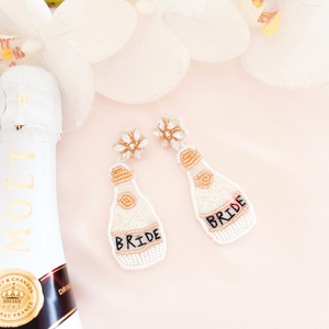 champagne bottle bride earrings