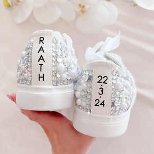 custom text bling bedazzled sneakers