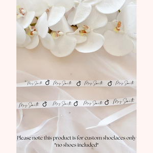 custom personalized satin shoelaces wedding bridal shoelaces