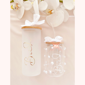 personalised glass tumblers with optional pearls