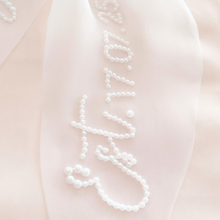 Load image into Gallery viewer, organza tulle personalized hair bow with pearl custom text bridal bride to be accessory