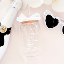 Load image into Gallery viewer, personalised bride bridesmaid glass tumbler with pearls