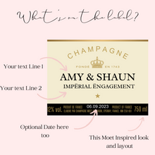 Load image into Gallery viewer, Personalised champagne labels Moet inspired