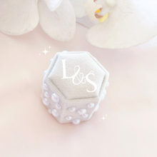Load image into Gallery viewer, hexagon velvet wedding ring box with pearls personalized
