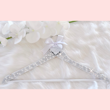 Load image into Gallery viewer, Pearl and crystal bedazzled bling bride matric dance personalized wooden hanger