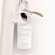 Load image into Gallery viewer, Personalised acrylic wedding bride and groom preparation door hangers