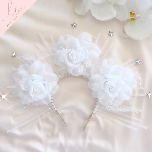 White Floral Halo Crown Head piece
