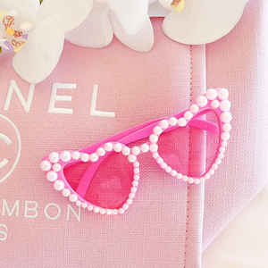 hot pink pearl heart sunglasses