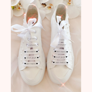 custom personalized satin shoelaces wedding bridal shoelaces