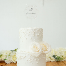 Load image into Gallery viewer, pearl acrylic custom cake topper wedding bridal shower birthdays