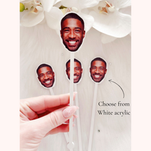 Load image into Gallery viewer, custom face photo acrylic drink stirrer groom face bachelorette party drink stirrer