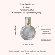 Load image into Gallery viewer, Personalised Engraved Perfume bottle custom wedding and bridesmaid gift